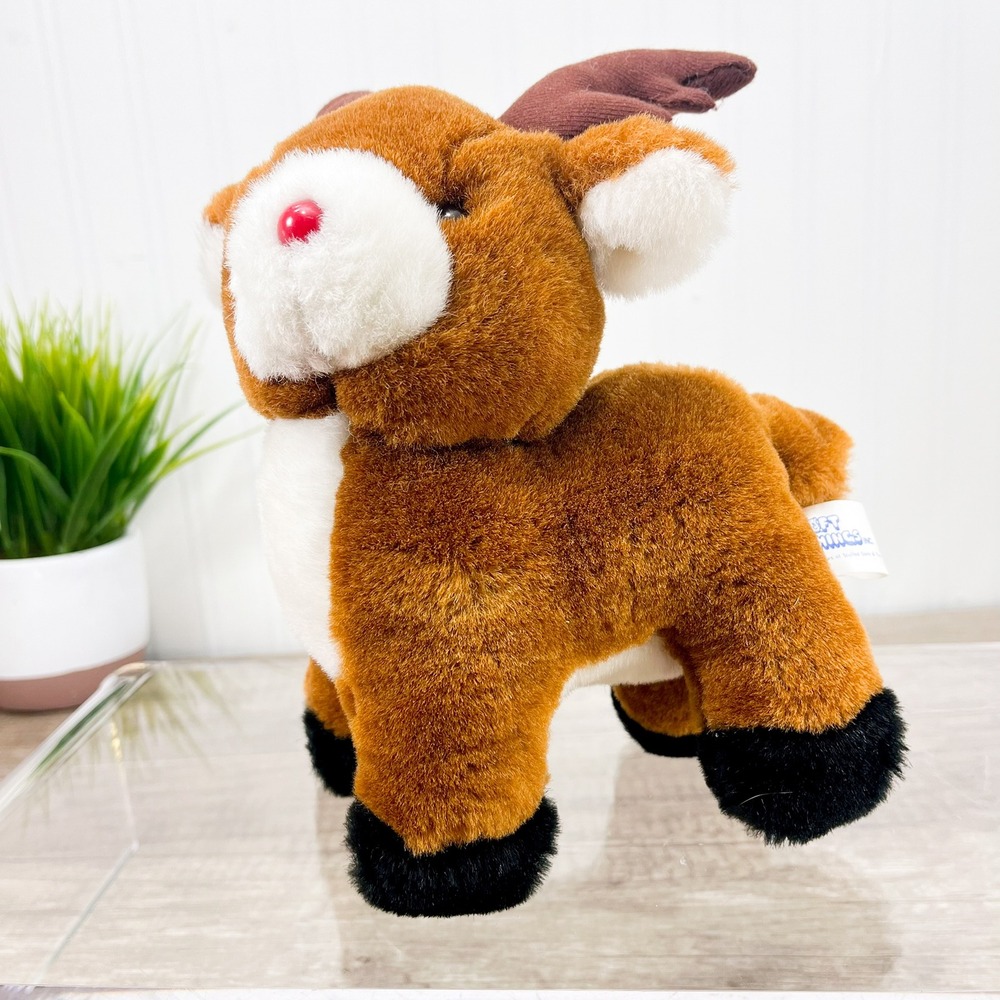 Soft Things Inc Reindeer Plush Red Nose Brown‎ White Stuffed Animal Holiday Toy